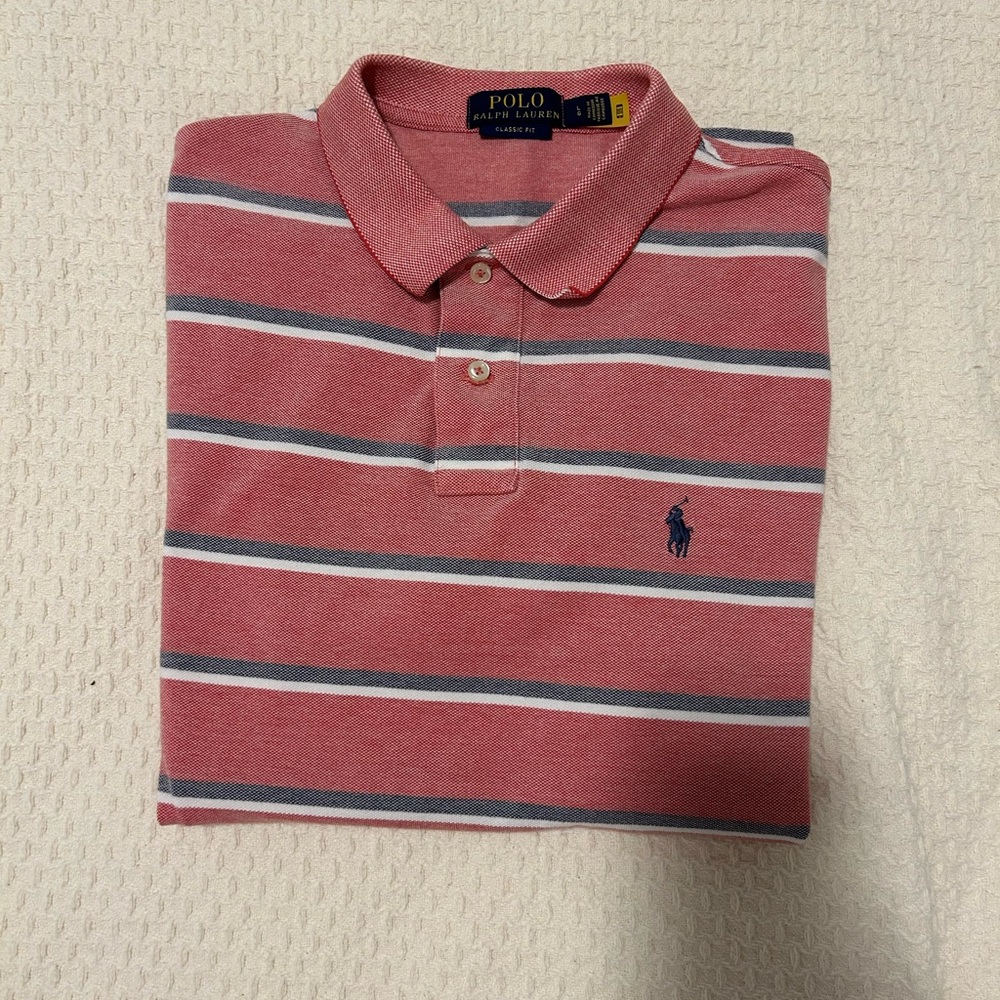 Polo Ralph Lauren Men's Red, White, & Blue Striped Short sleeve Polo 100% cotton